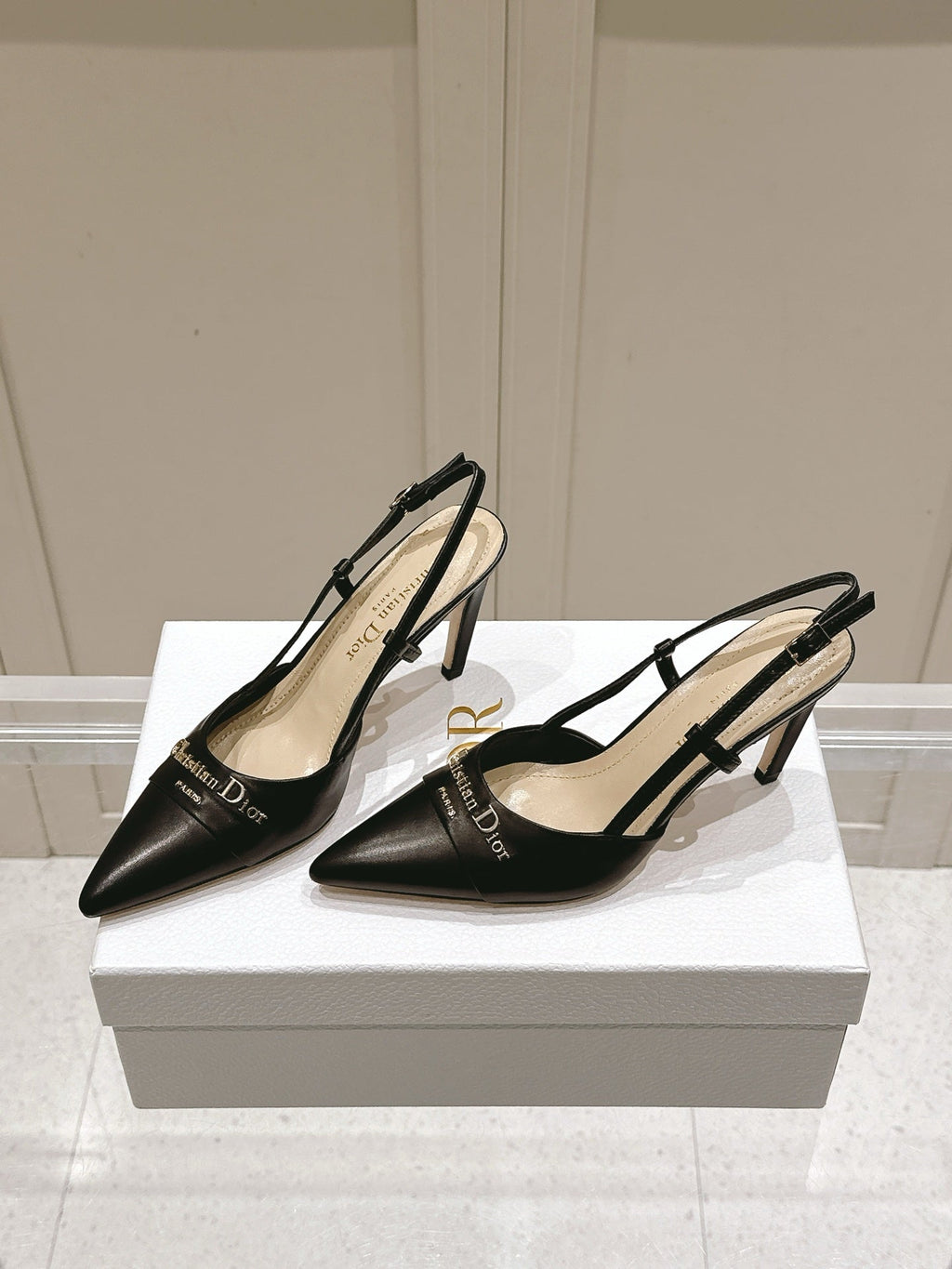 MY DD 25S SLINGBACK PUMP 50MM IN BLACK CALFSKIN