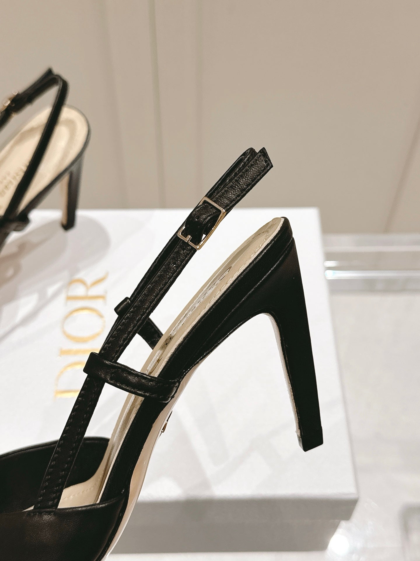 MY DD 25S SLINGBACK PUMP 50MM IN BLACK CALFSKIN