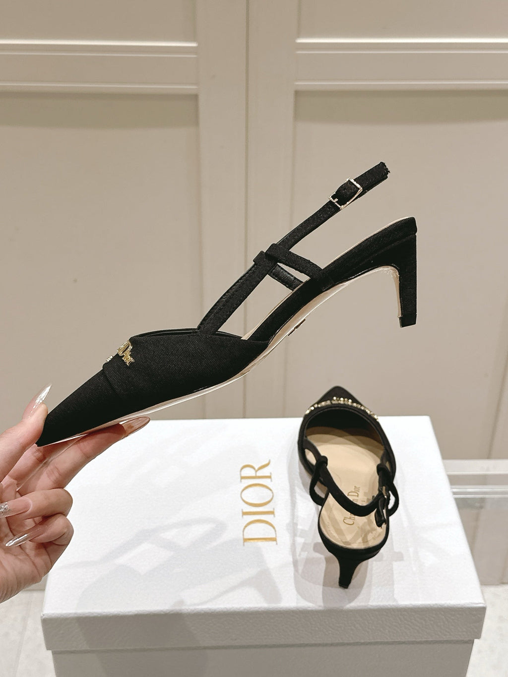 MY DD 25S SLINGBACK PUMP 50MM IN BLACK FABRIC