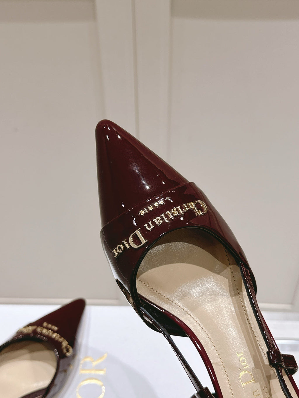 MY DD 25S SLINGBACK PUMP 50MM IN BURGUNDY RED GLOSSY CALFSKIN