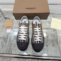 BURBERRY 26S VINTAGE CHECK SNEAKERS IN DARK BROWN AND BLACK CANVAS
