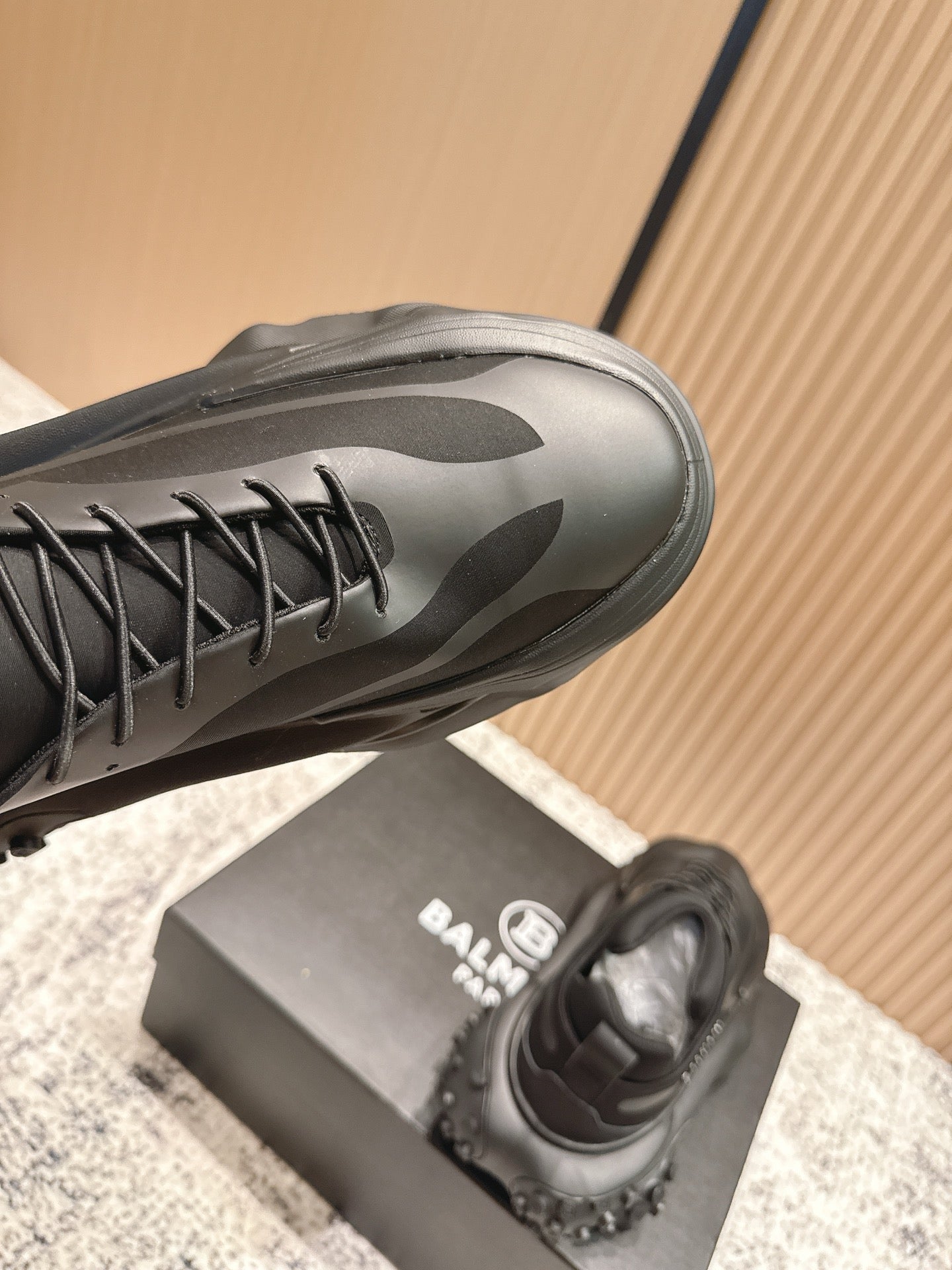 BALMAIN 26S SNEAKERS 60 MM IN BLACK CALFSKIN