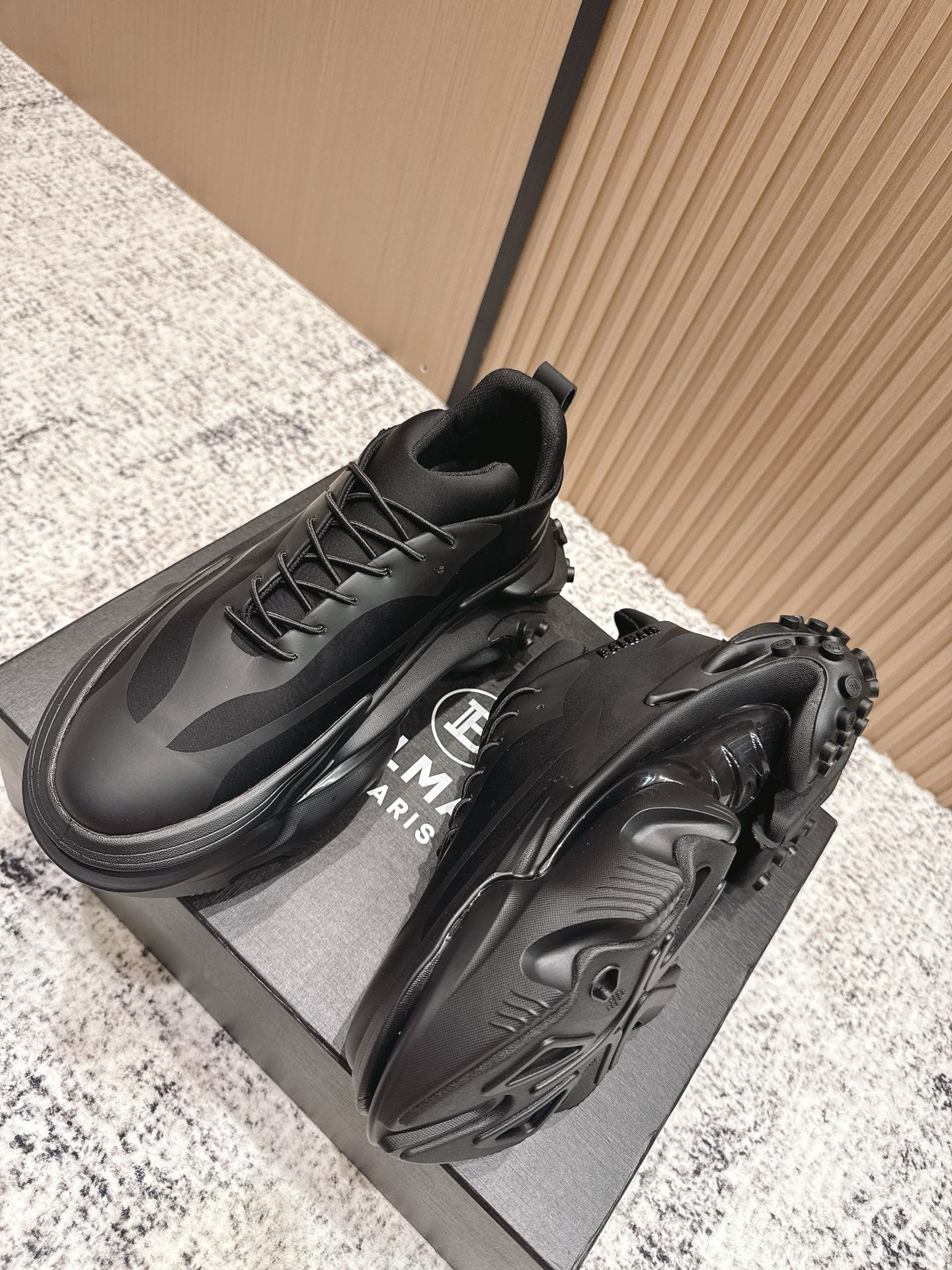 BALMAIN 26S SNEAKERS 60 MM IN BLACK CALFSKIN