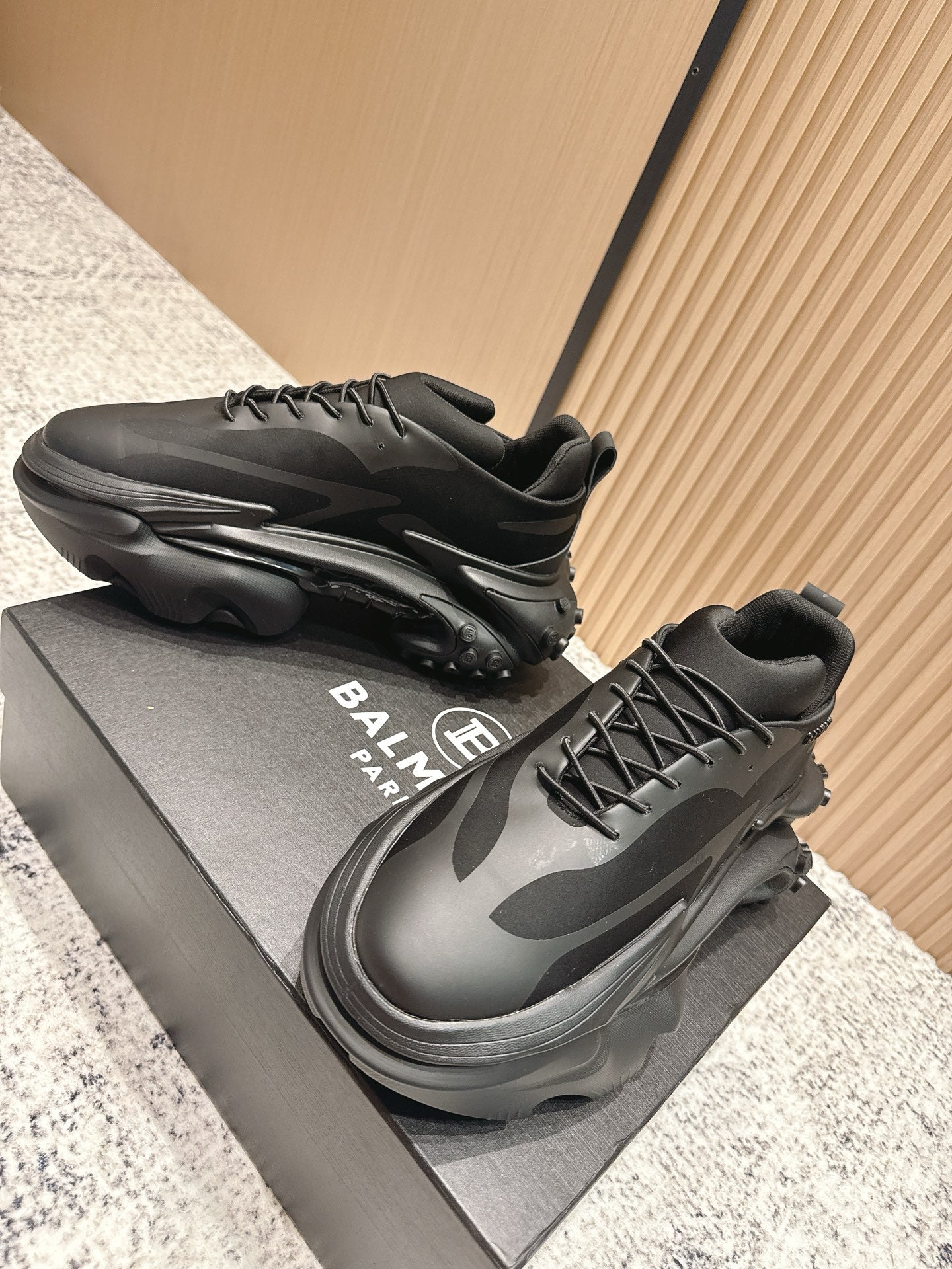 BALMAIN 26S SNEAKERS 60 MM IN BLACK CALFSKIN