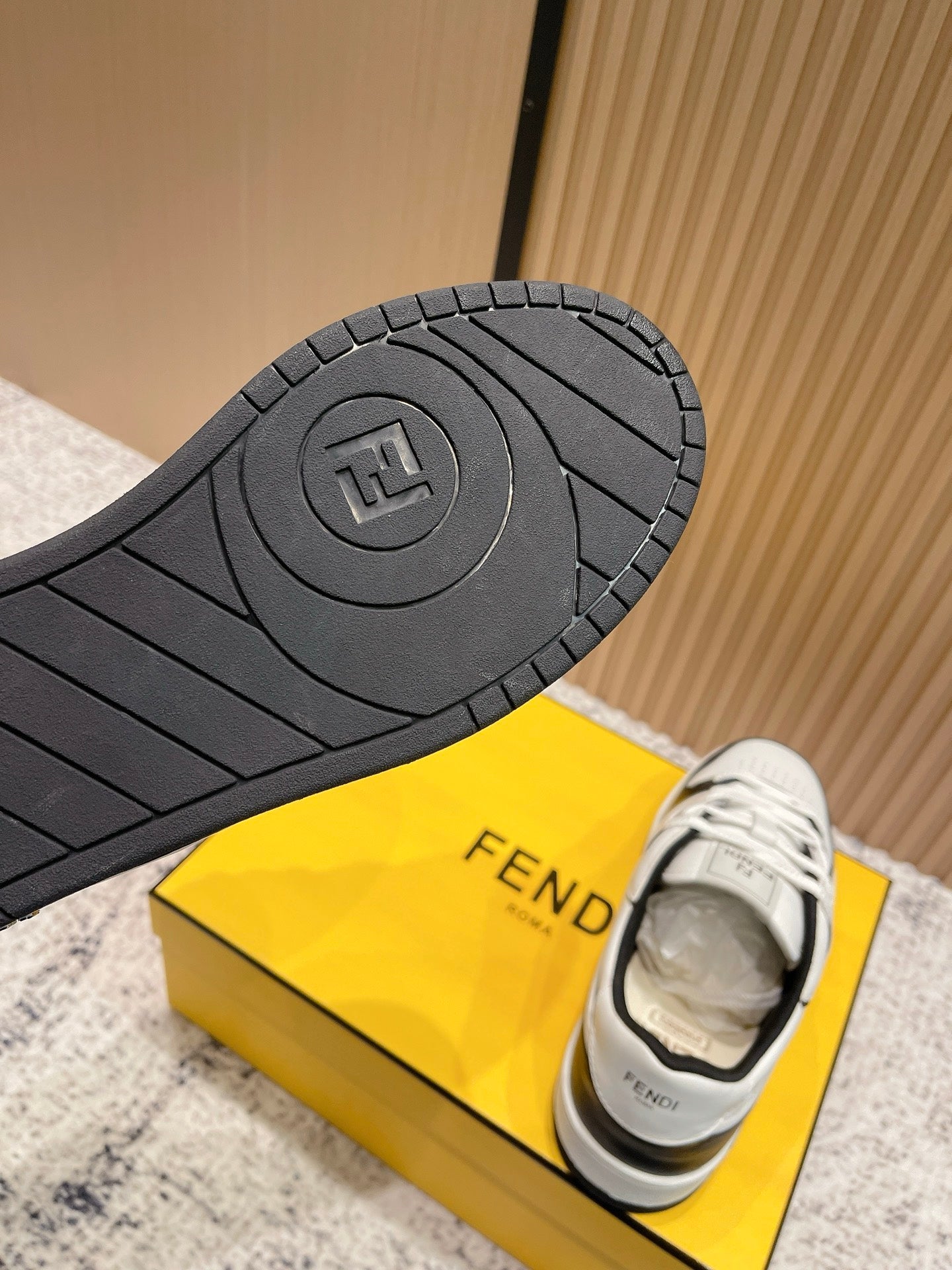FENDI 25S MATCH SNEAKERS IN BLACK AND WHITE CALFSKIN STYLE 14