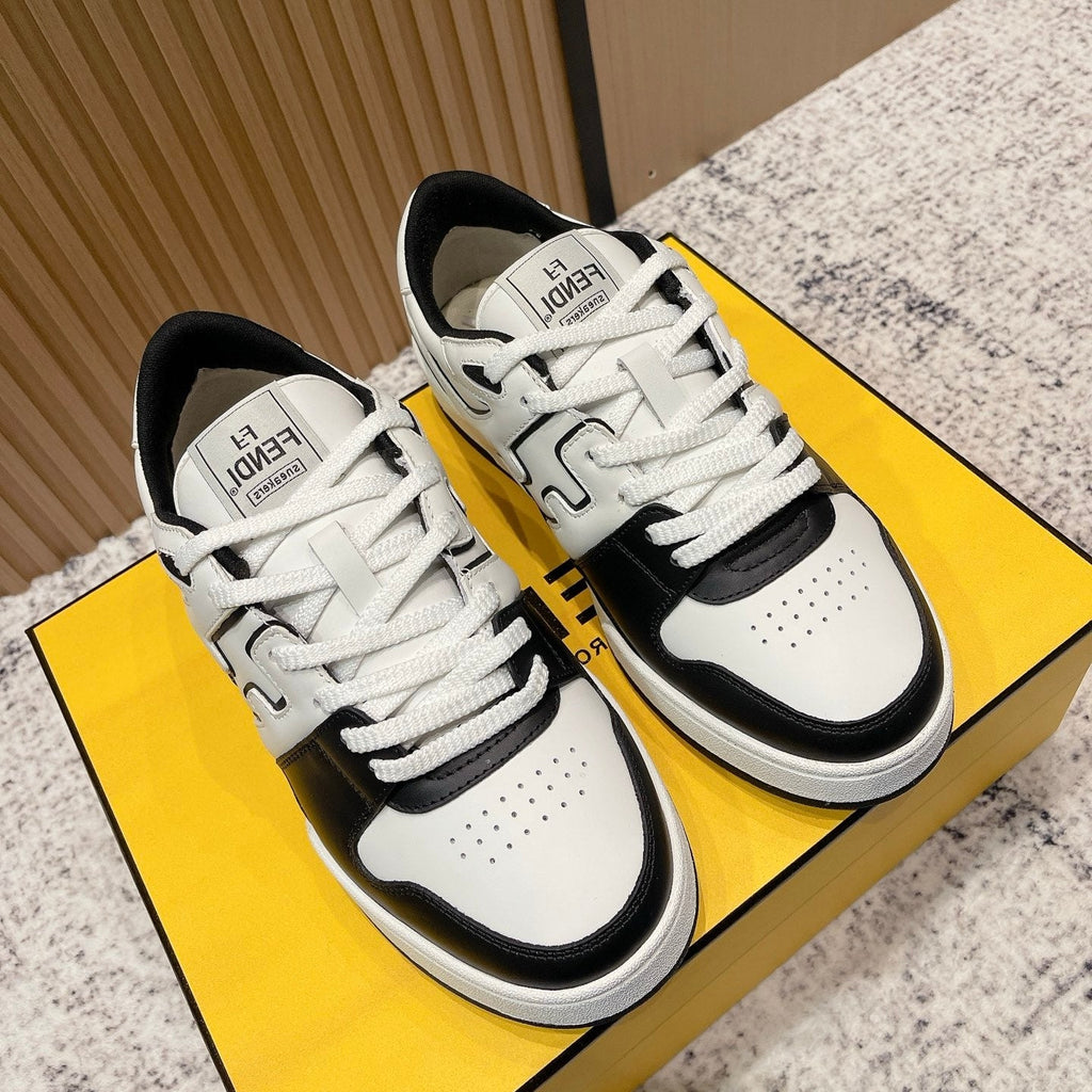 FENDI 25S MATCH SNEAKERS IN BLACK AND WHITE CALFSKIN STYLE 14