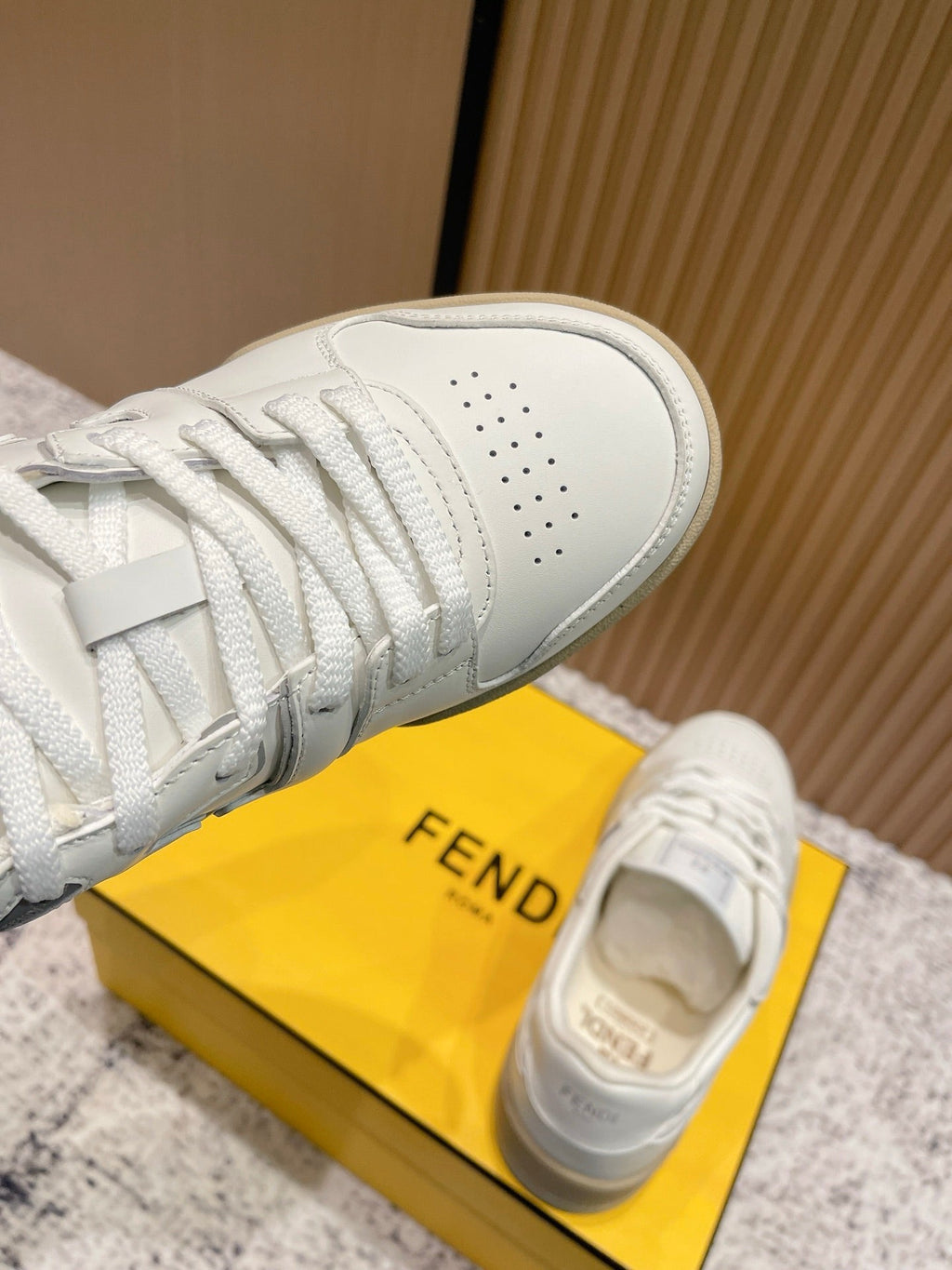 FENDI 25S MATCH SNEAKERS IN CREAM WHITE CALFSKIN STYLE 13