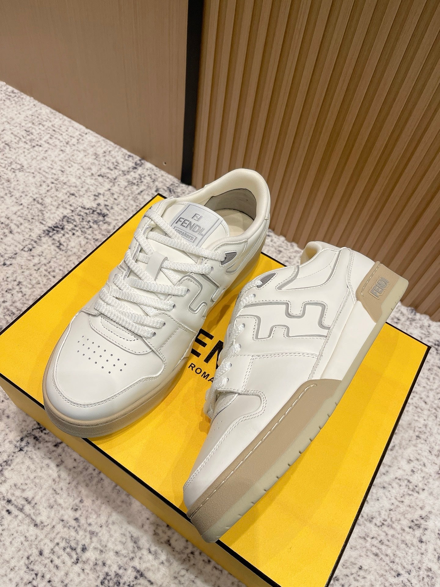 FENDI 25S MATCH SNEAKERS IN CREAM WHITE CALFSKIN STYLE 13