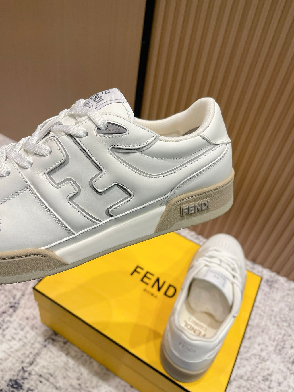 FENDI 25S MATCH SNEAKERS IN CREAM WHITE CALFSKIN STYLE 13
