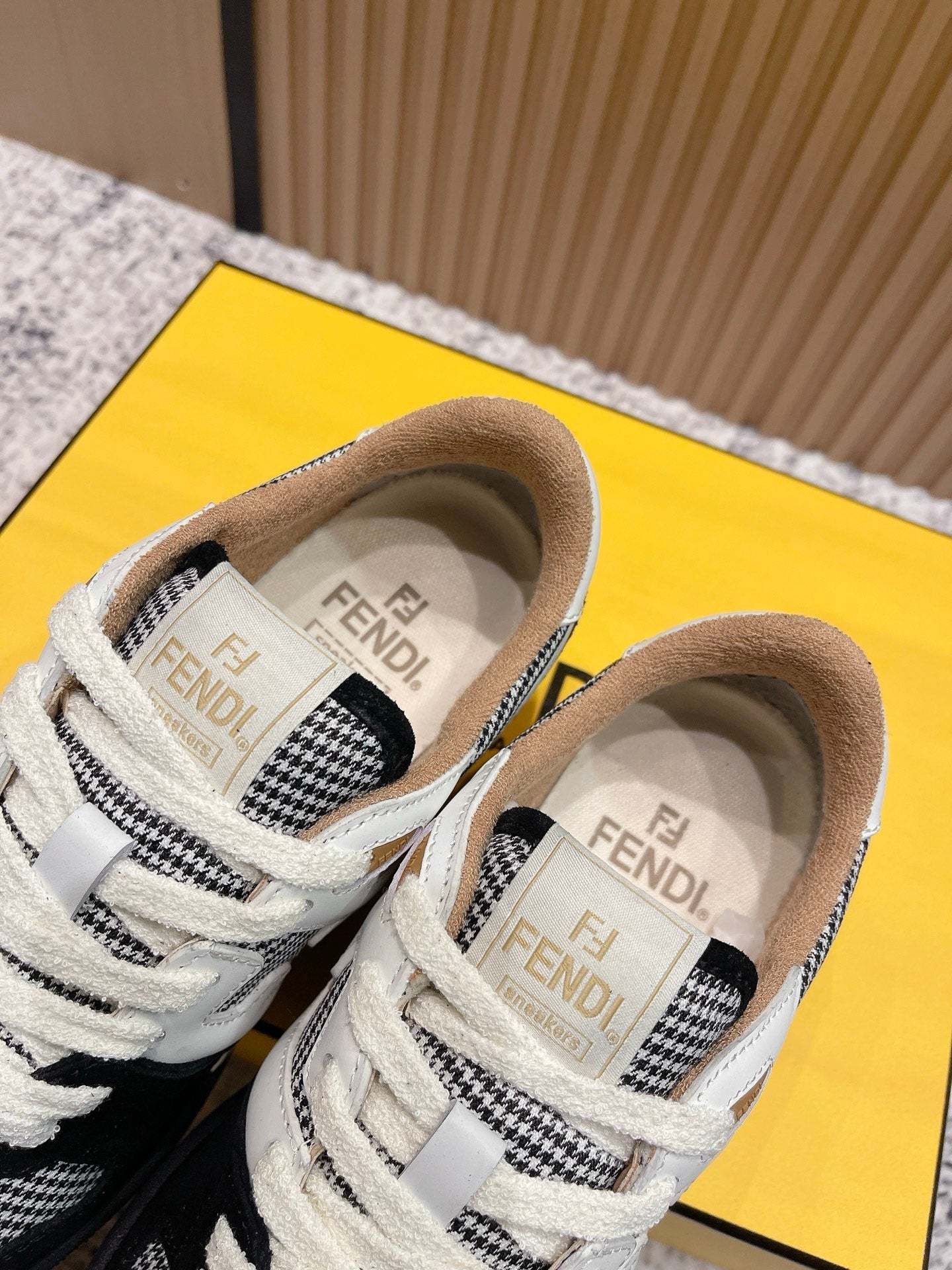 FENDI 25S MATCH SNEAKERS IN BLACK SUEDE MIX WHITE CALFSKIN STYLE 4