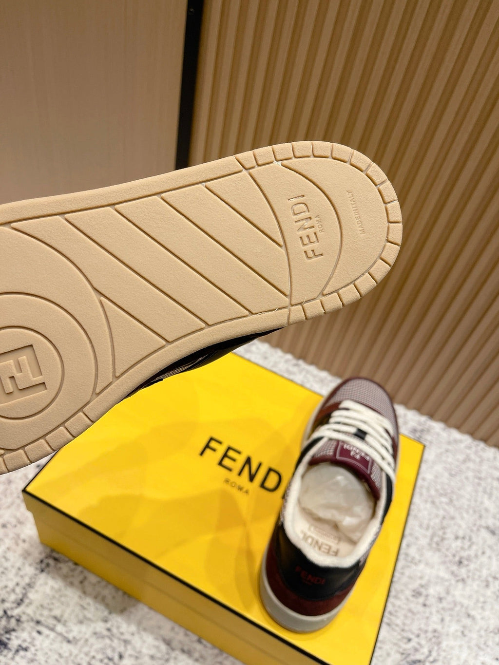 FENDI 25S MATCH SNEAKERS IN RED SUEDE MIX BLACK CALFSKIN STYLE 3