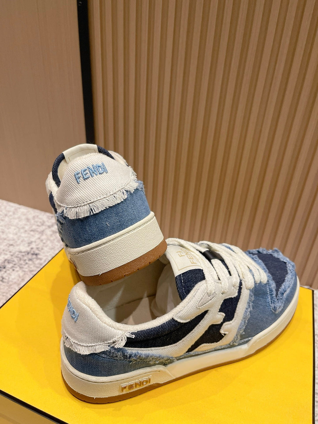 FENDI 25S MATCH SNEAKERS IN BLUE DENIM STYLE 1