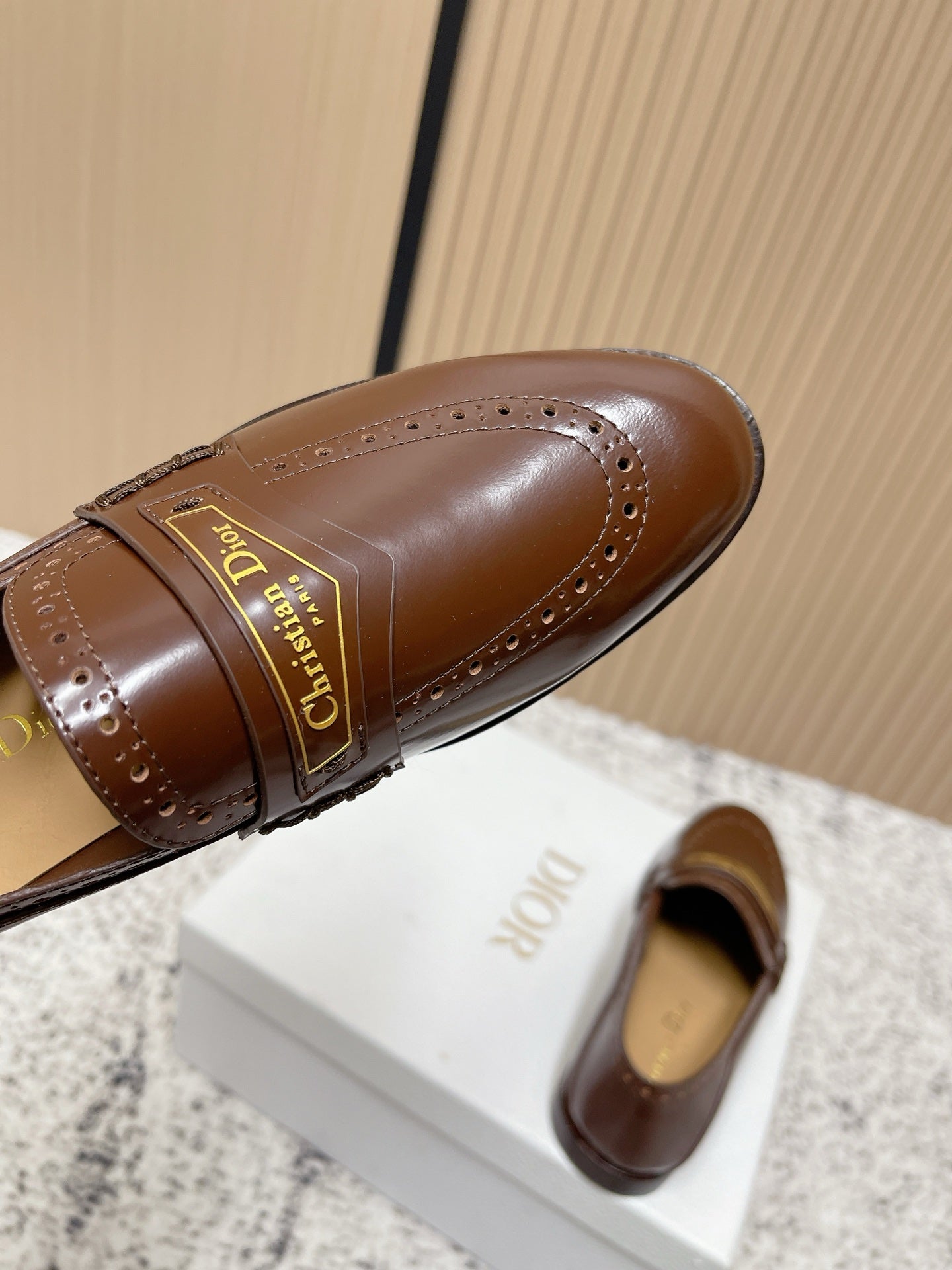 DIOR 25S BOY LOAFERS IN BROWN CALFSKIN