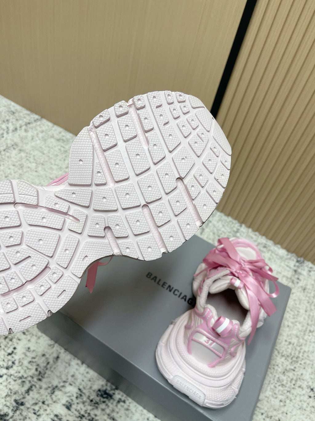 BALENCIAGA 25S 3XL SNEAKERS IN CREAM WHITE MIX PINK PU LEATHER
