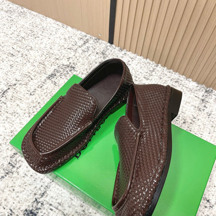 BOTTEGA VENETA 26S LOAFERS IN DARK BROWN INTRECCIATO CALFSKIN