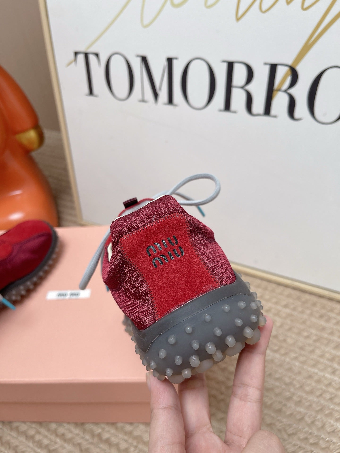 MIUMIU 26S SNEAKER IN RED SUEDE STYLE 5
