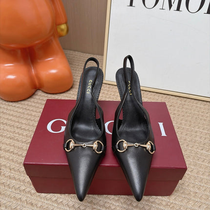 GUCCI 26S SLINGBACK HEELS 105 MM IN BLACK LAMBSKIN