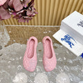 BURBERRY 26S QUILTED BALLET FLATS IN PINK LAMBSKIN