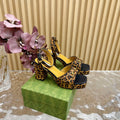 HORSEBIT HIGH-HEEL SANDAL WITH LEOPARD PRINT IN PEANUT BROWN VELVET AND CALFSKIN LINING