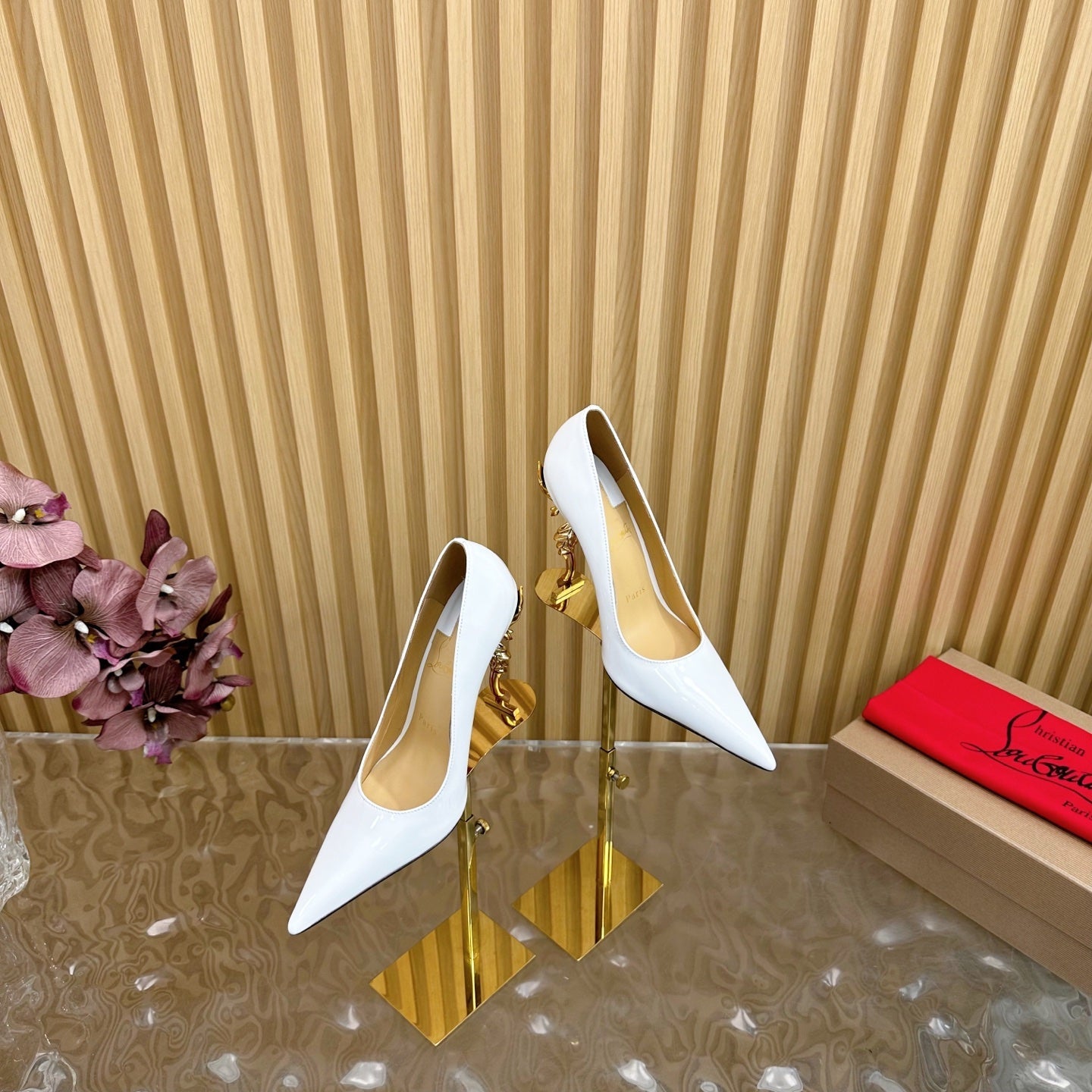 BELLAROSE KATE PUMPS 110MM IN WHITE PATENT CALFSKIN