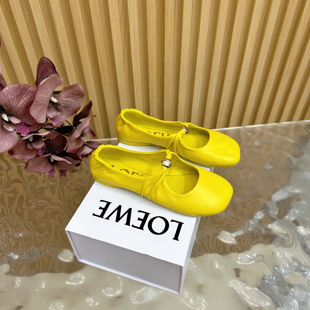 LOEWE 26S BALLET FLATS IN YELLOW CALFSKIN