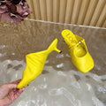 LOEWE 26S PEBBLE SOFT MULE IN YELLOW LAMBSKIN GOLD HARDWARE