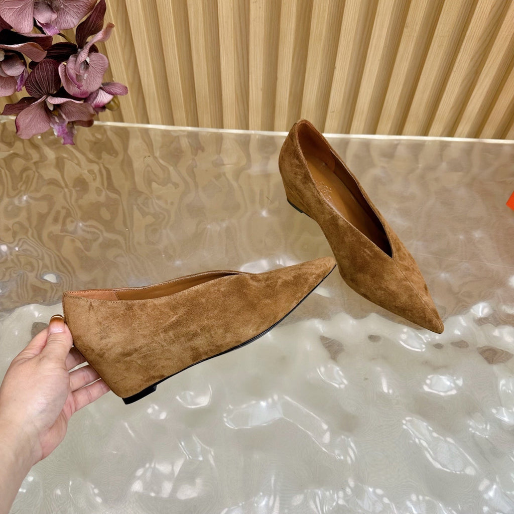 HM 25S HIGH-HEEL WEDGE SHOES 50 MM IN BROWN SUEDE