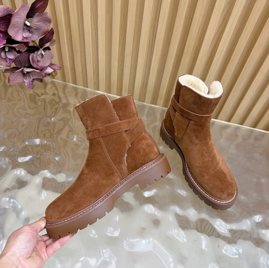 HM KELLY BOOT IN BRONZE BROWN SUEDE SILVER HARDWARE