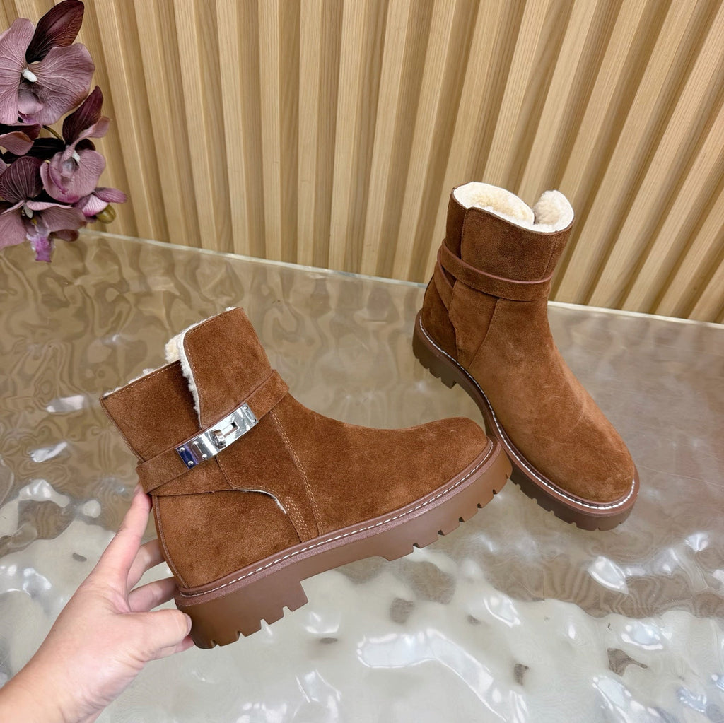 HM KELLY BOOT IN BRONZE BROWN SUEDE SILVER HARDWARE