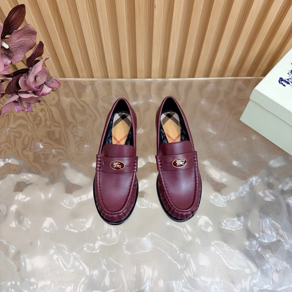 BURBERRY 26S LOAFERS IN DARK RED CALFSKIN