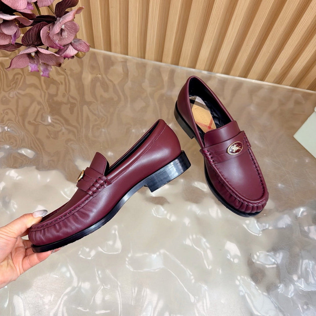 BURBERRY 26S LOAFERS IN DARK RED CALFSKIN