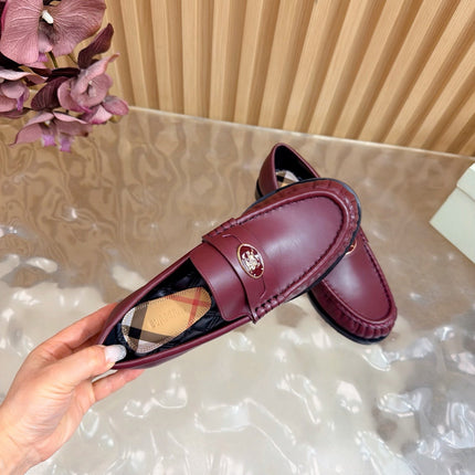 BURBERRY 26S LOAFERS IN DARK RED CALFSKIN