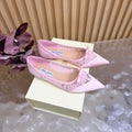 JIMMY CHOO 26S FLATS IN LIGHT PINK LACE AND SATIN