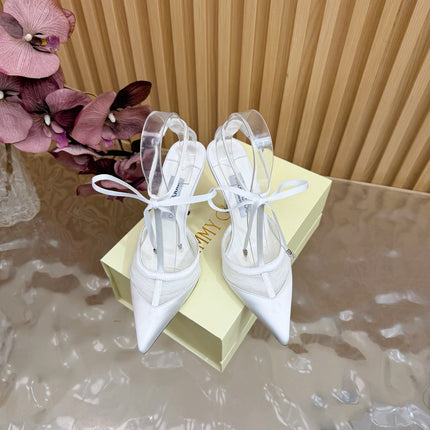 JIMMY CHOO 26S HIGH HEELS 105 MM IN WHITE MESH AND SATIN
