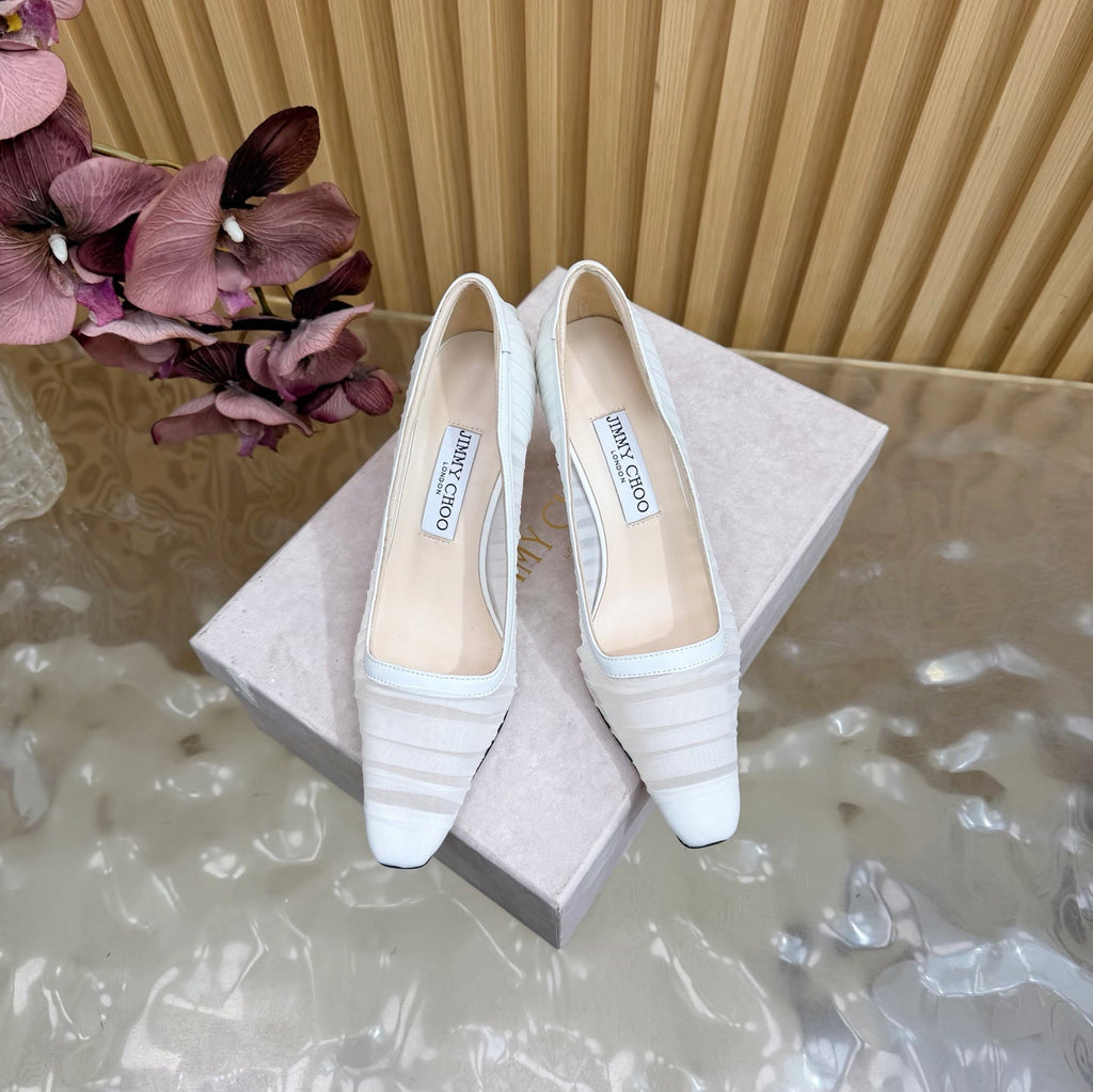 JIMMY CHOO 26S HIGH HEELS 85 MM IN WHITE MESH
