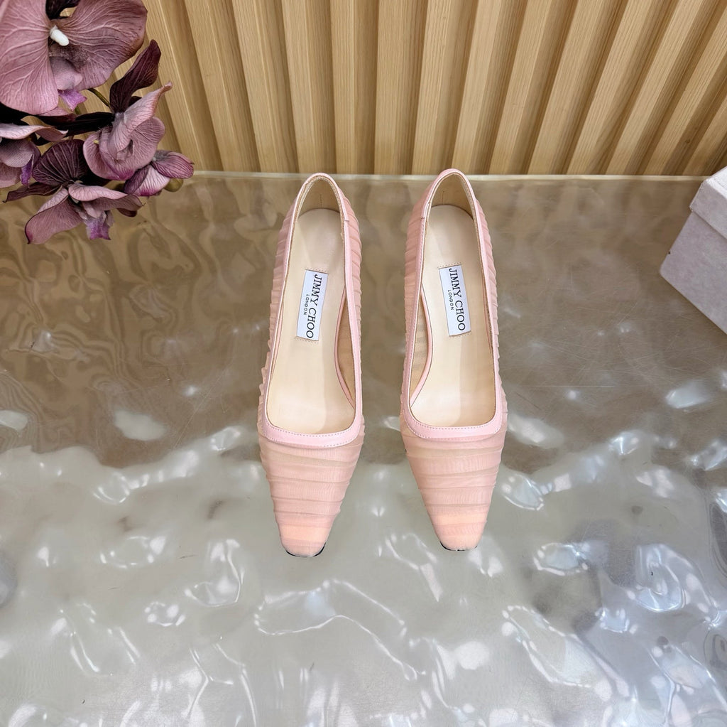 JIMMY CHOO 26S HIGH HEELS 85 MM IN LIGHT PINK MESH