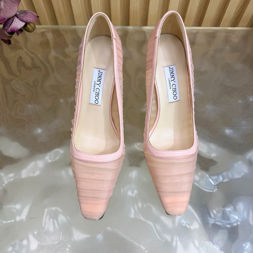 JIMMY CHOO 26S HIGH HEELS 85 MM IN LIGHT PINK MESH