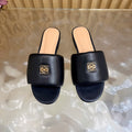 LOEWE 26S SLIDE SANDALS IN BLACK ANAGRAM PADDED LAMBSKIN