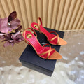 YSL 26S HIGH-HEELED SANDALS 90 MM IN COPPER ORANGE SATIN