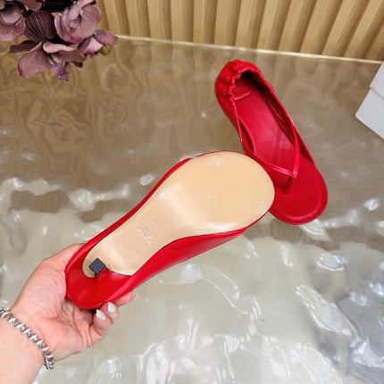 JACQUEMUS 26S THONG HEEL SANDALS 45 MM IN RED CALFSKIN