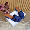 CELINE 26S TRIOMPHE BLOCK HEEL MULES IN BLUE DENIM