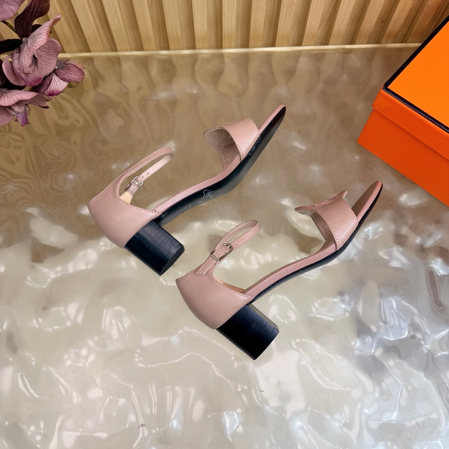 HM 26S MARQUISE SANDAL 45MM IN DUSTY PINK CALFSKIN