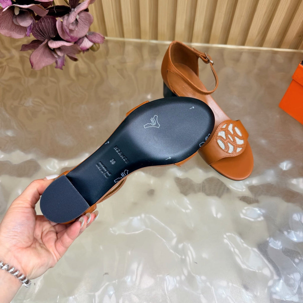 HM 26S MARQUISE SANDAL 45MM IN CARAMEL BROWN CALFSKIN