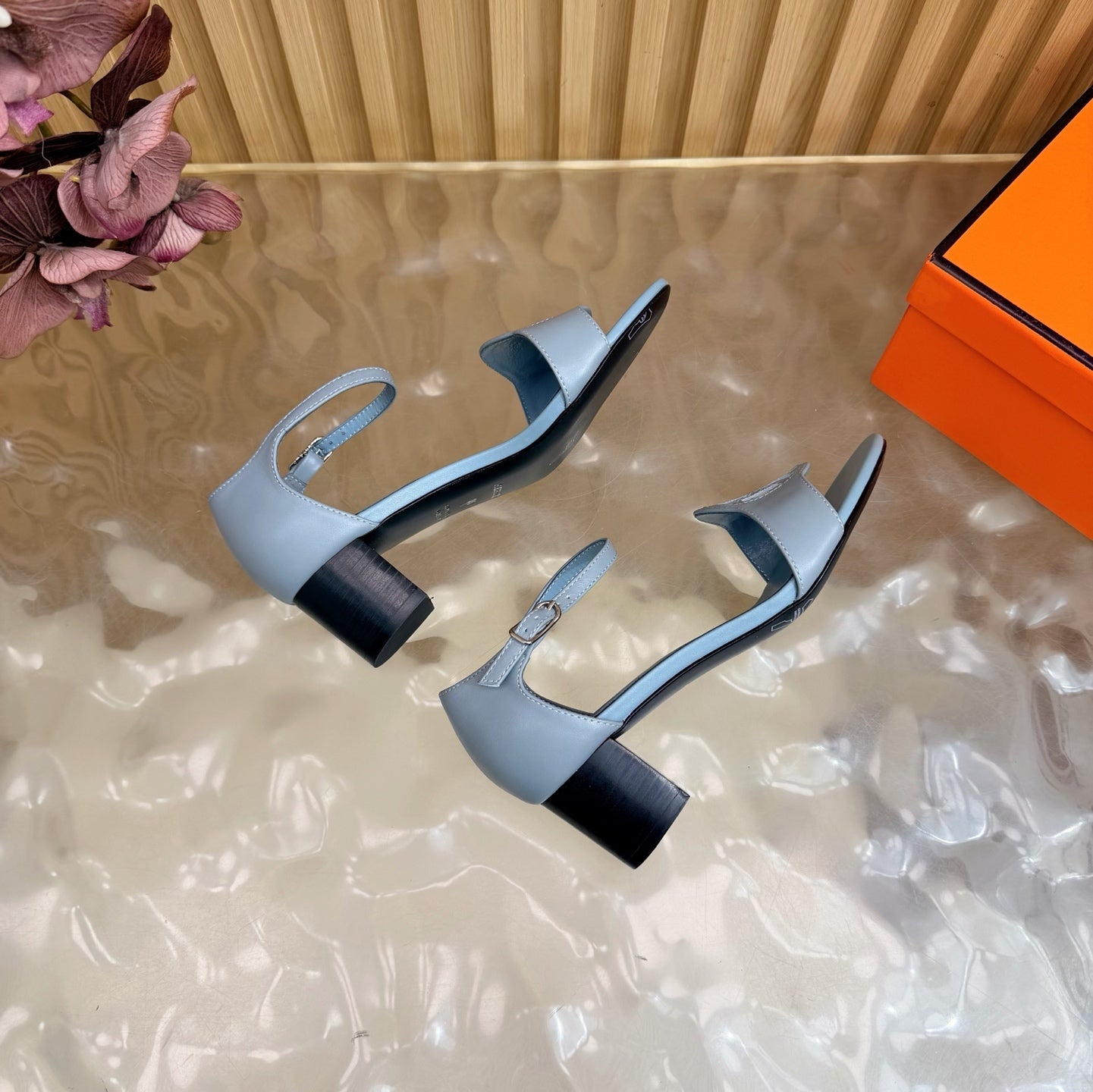 HM 26S MARQUISE SANDAL 45MM IN LIGHT BLUE CALFSKIN