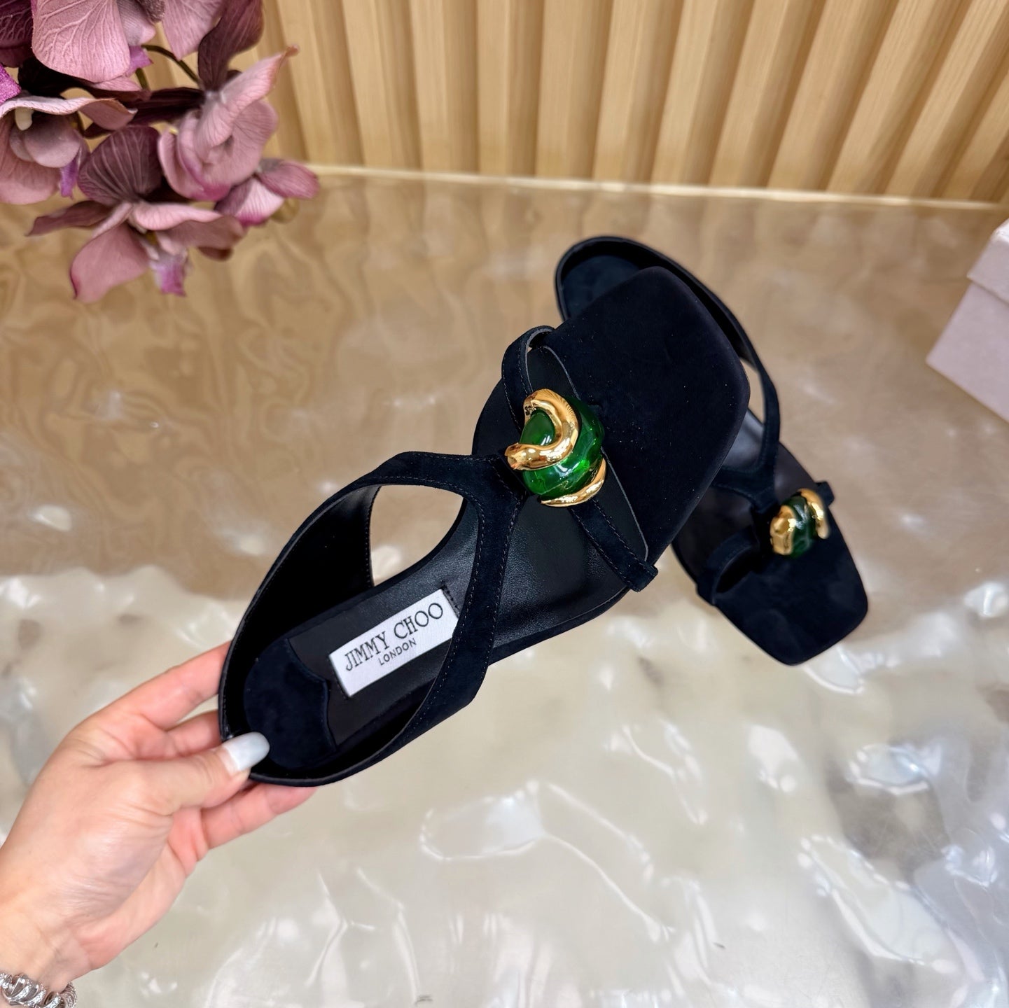 JIMMY CHOO 26S HIGH-HEEL SANDALS 35 MM IN BLACK SUEDE