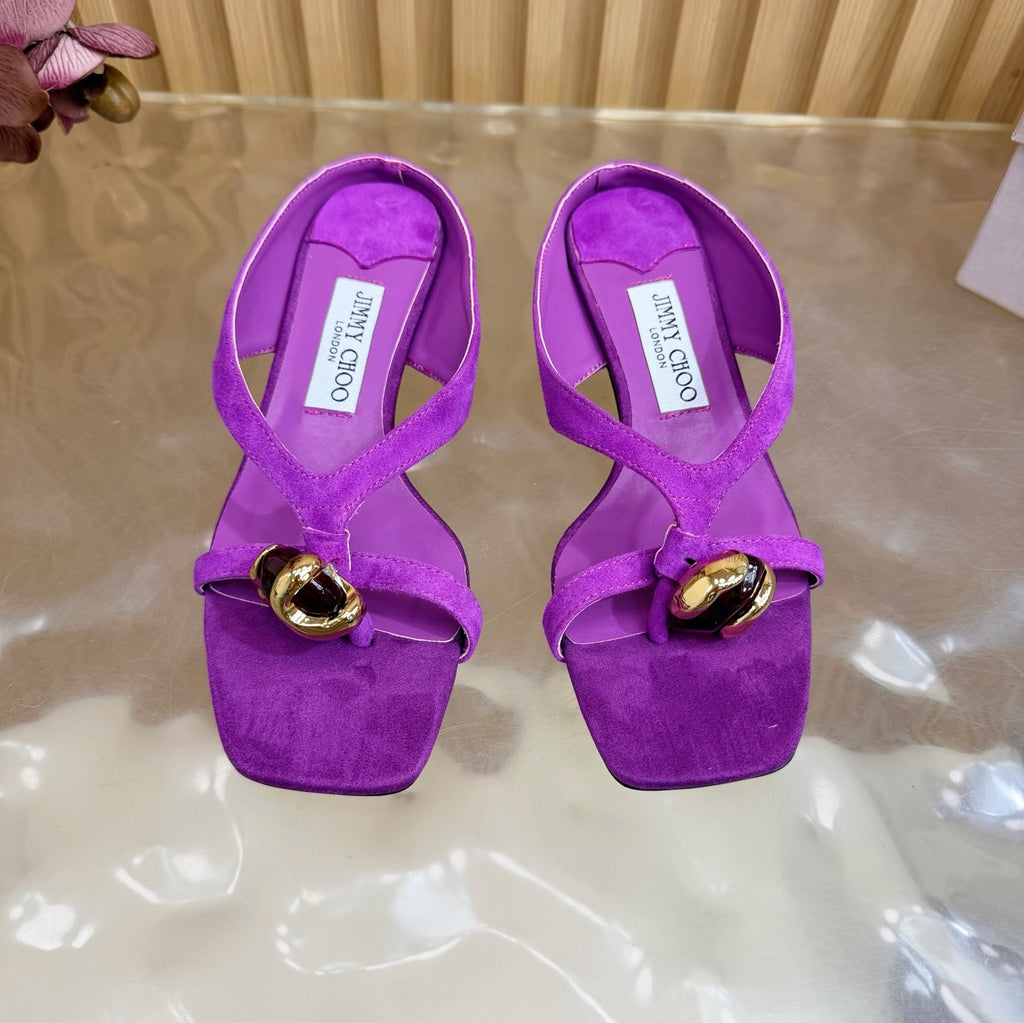 JIMMY CHOO 26S HIGH-HEEL SANDALS 35 MM IN PURPLE SUEDE