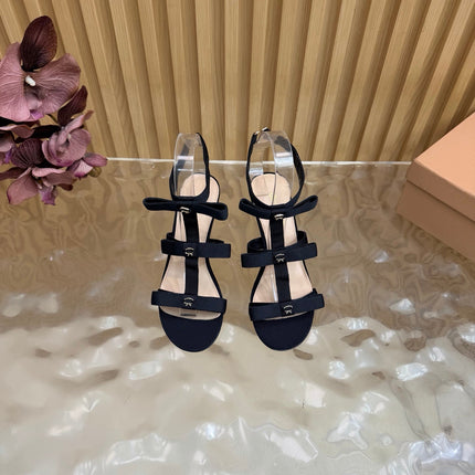 GIANVITO ROSSI 26S BOW STRAP HIGH-HEEL SANDALS 85 MM IN BLACK FABRIC
