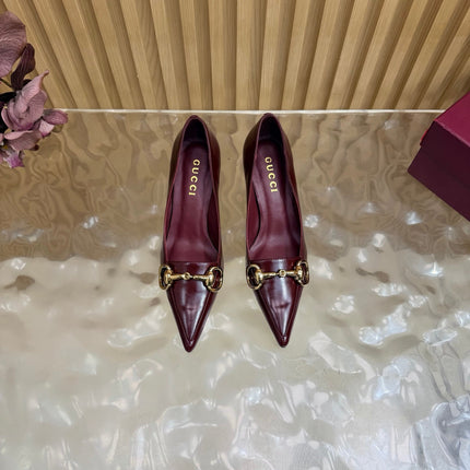 GUCCI 26S HIGH HEELS 65 MM IN DARK RED SMOOTH LEATHER