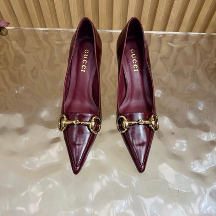 GUCCI 26S HIGH HEELS 65 MM IN DARK RED SMOOTH LEATHER