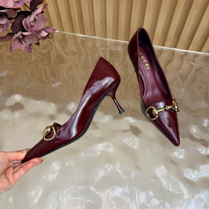 GUCCI 26S HIGH HEELS 65 MM IN DARK RED SMOOTH LEATHER